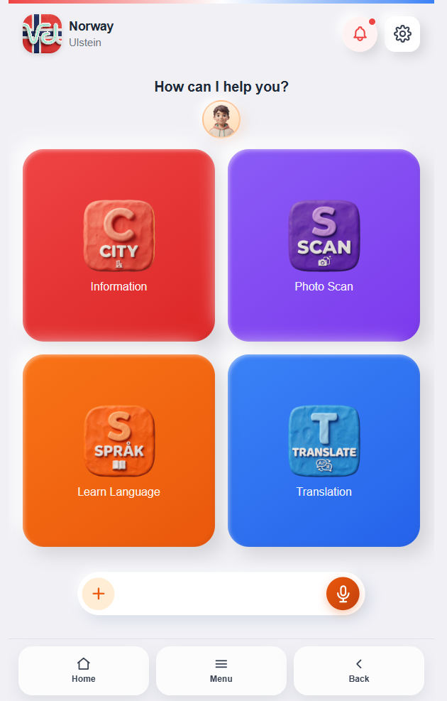 VEI hub · Kommune module on the home screen