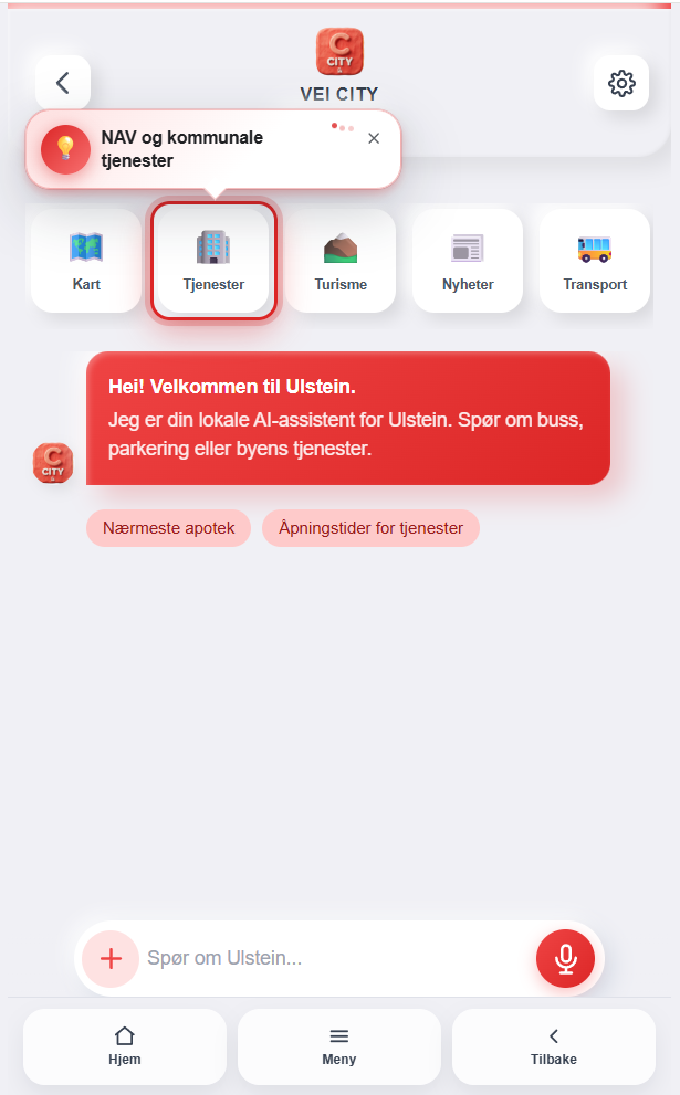 VEI Kommune module screen